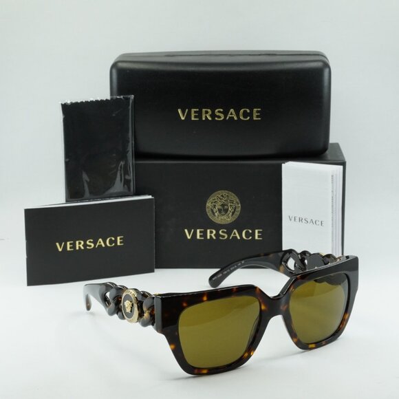 Versace VE4409 108/73 Sunglasses Dark Havana Square Frame, Brown Lenses - Picture 11 of 11